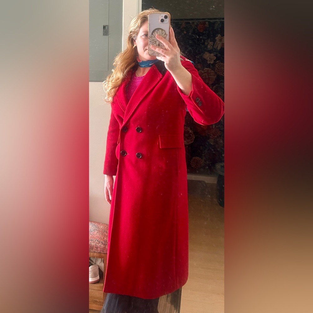 Vintage Mackintosh Red Wool Coat • Made in USA •Power Coat • Double Breasted